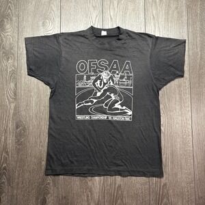 Vintage Ofssa Wrestling Champion 1980s Black Shirt Thin Medium Single Stitch